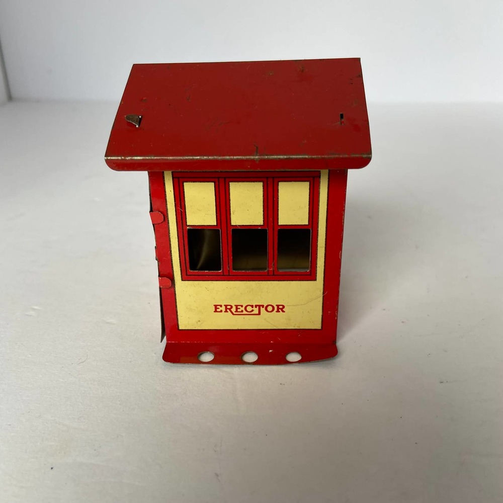 Gilbert Erector Metal Tin Red House/Shed Toy Set Piece Building Part Vintage